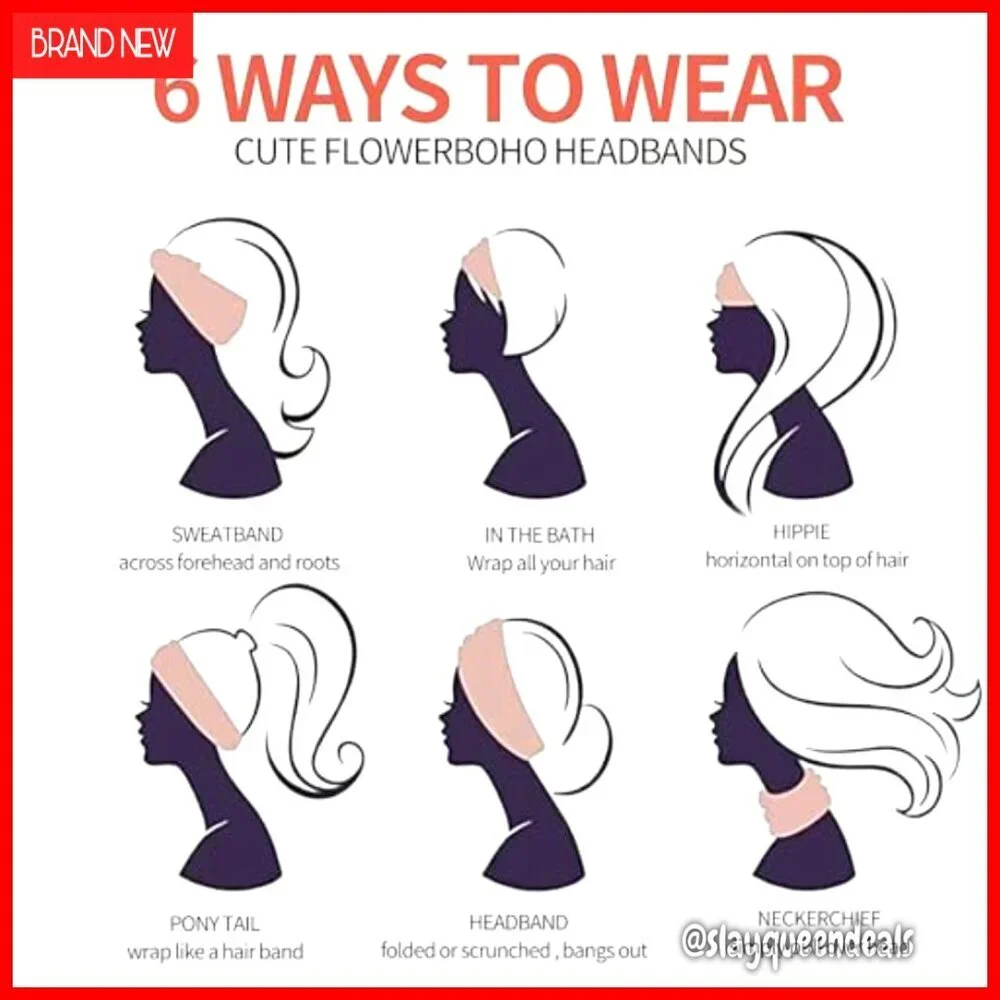 Wide Elastic Headband Pack of 2 for Yoga Workout Sweat Control